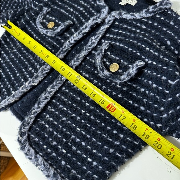 J.Crew navy blue and White Tweed wool blend cardigan sweater jacket - Picture 5 of 8